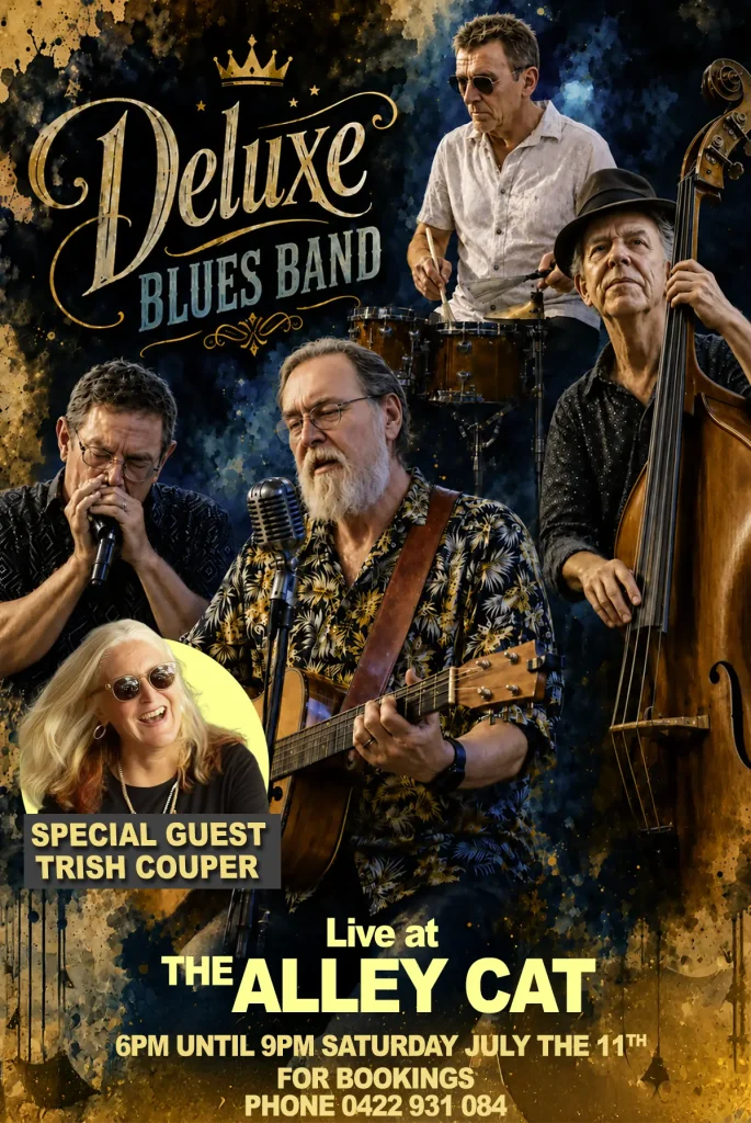 Deluxe blues Band at the Alley Cat Coolum flyer